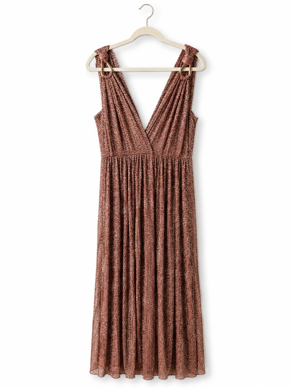 Sabina Musayev Rose Gold Metallic Midi Dress